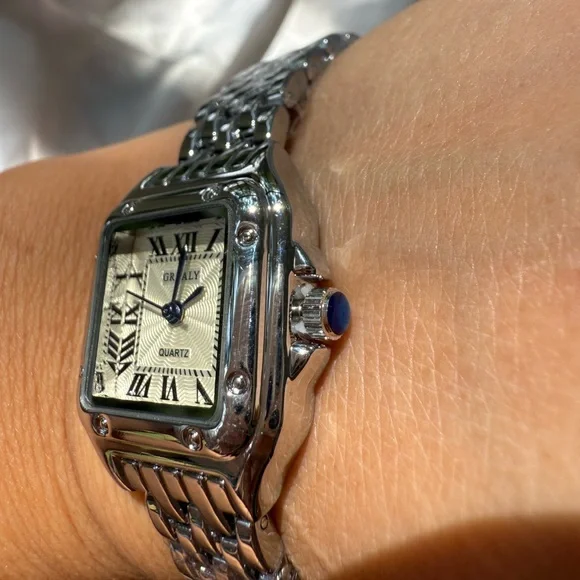 Panthere Classic Rectangle Stainless Steel Silver Watch Cartier Panthere 27mm Silver Roman Dial Stainless Steel  main image 2